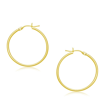 Pendientes de aro pulidos de oro amarillo de 10k (30 mm)