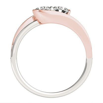 Anillo de diamantes de dos piedras en oro blanco y rosa de 14k (3/4 TCW)
