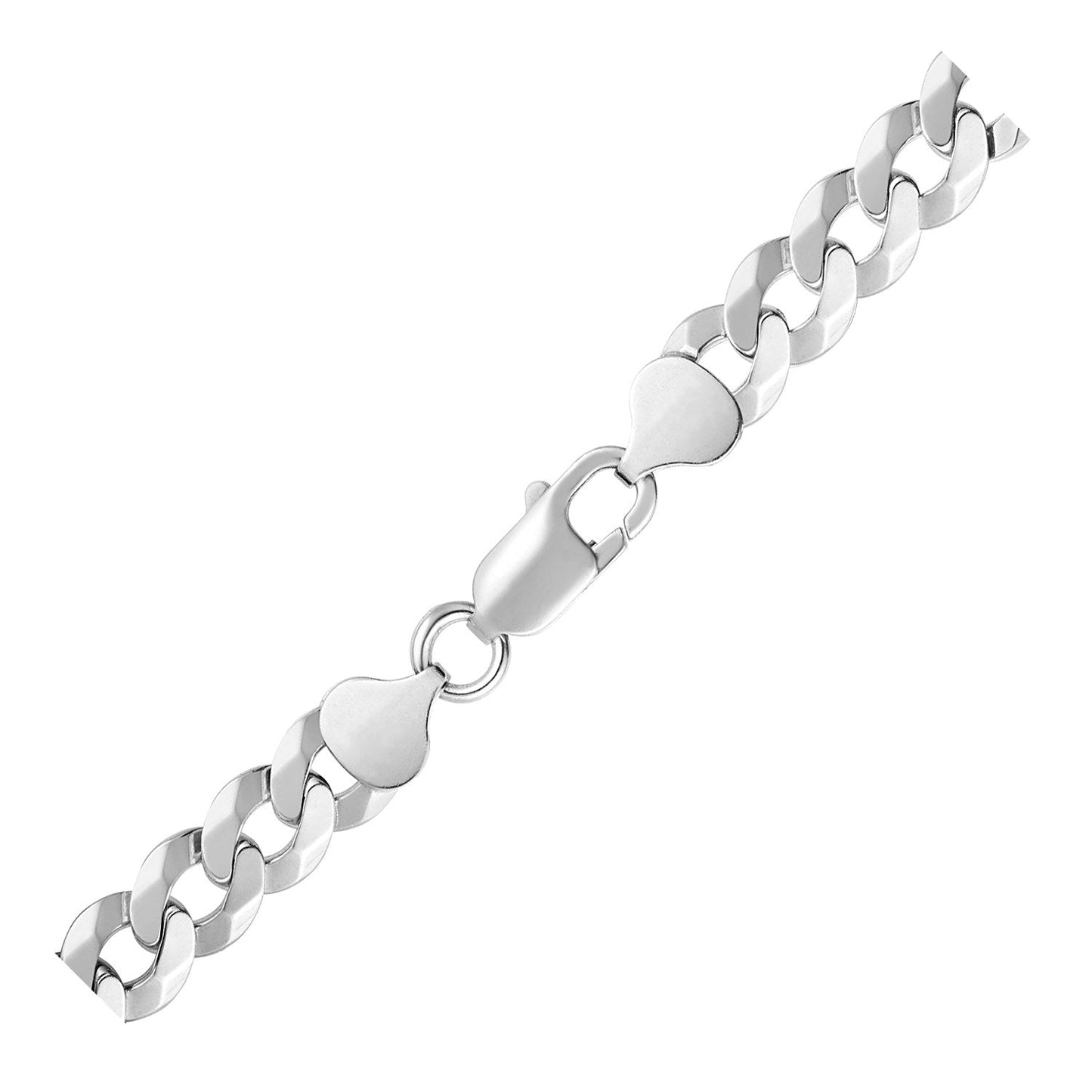 Pulsera de eslabones estilo cubana de plata de ley con baño de rodio de 8,4 mm