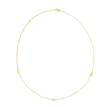 Collar de trébol con perlas de oro amarillo de 14k