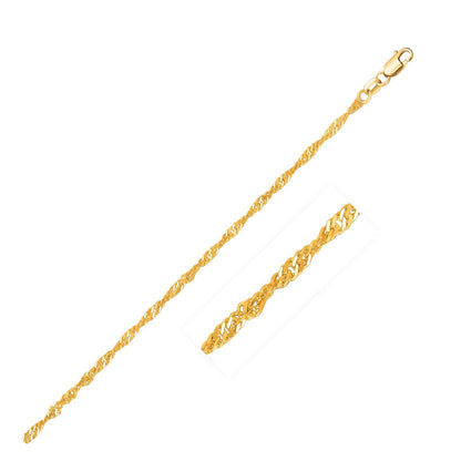 Cadena Singapur de oro amarillo de 14k y 1,7 mm