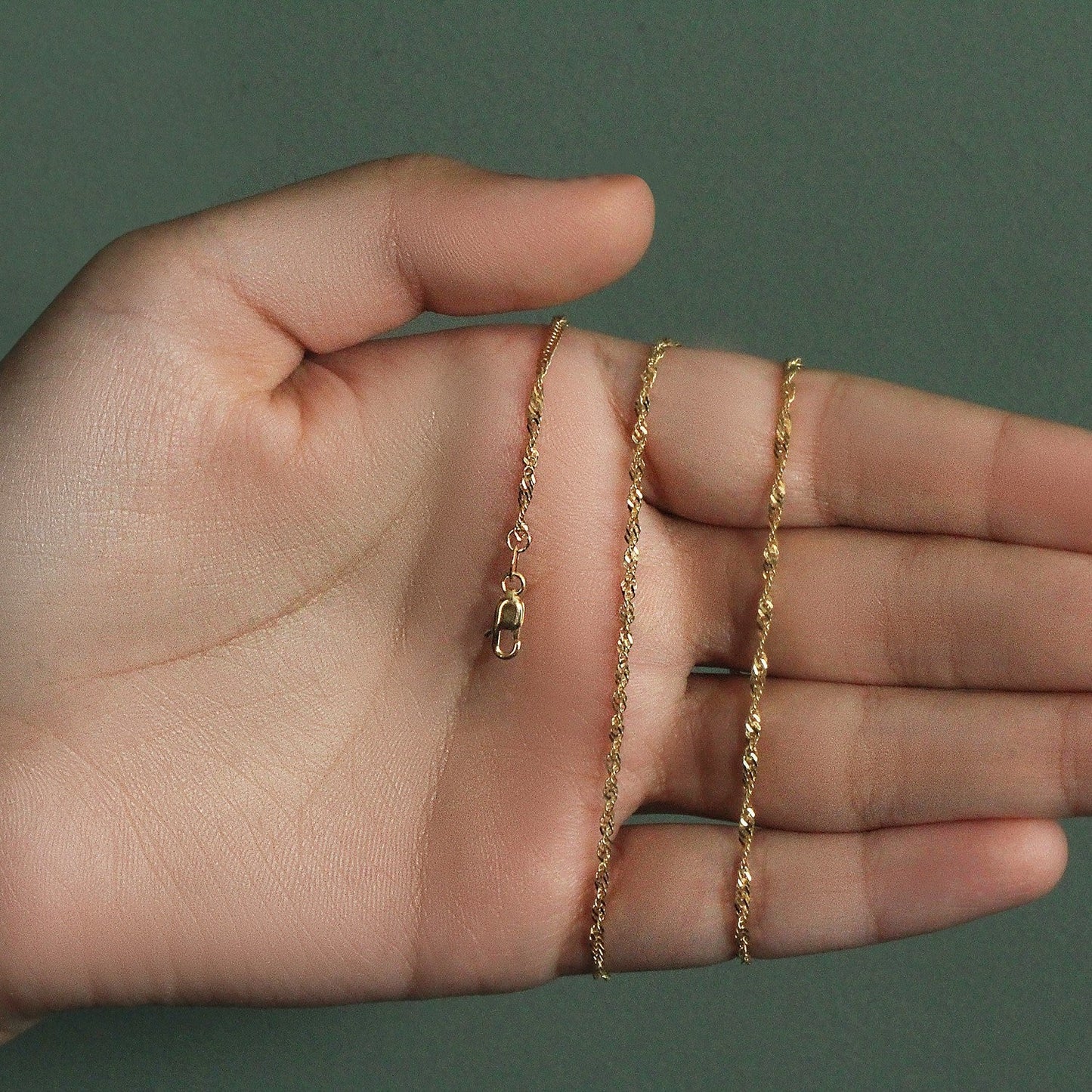 Cadena Singapur de oro amarillo de 14k y 1,7 mm