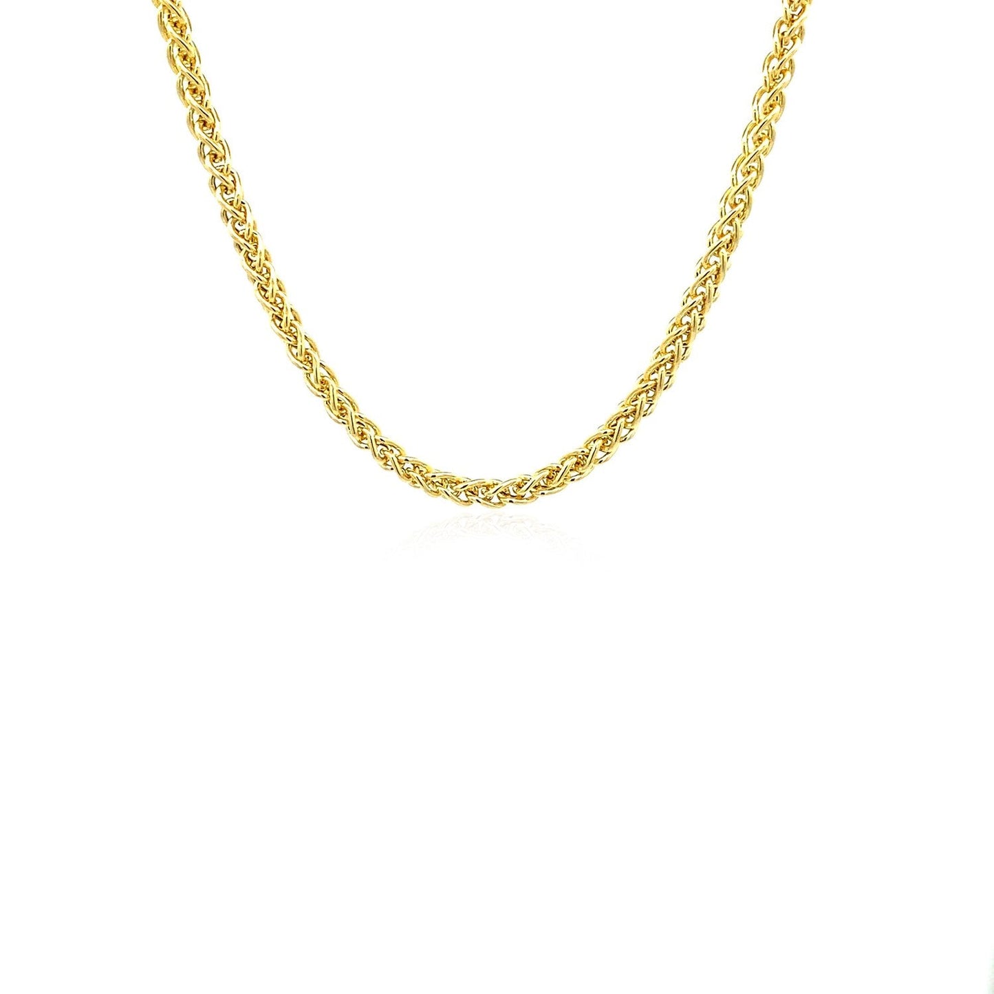 Cadena de trigo de oro amarillo de 14k y 2,8 mm de peso ligero