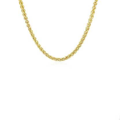Cadena de trigo de oro amarillo de 14k y 2,8 mm de peso ligero