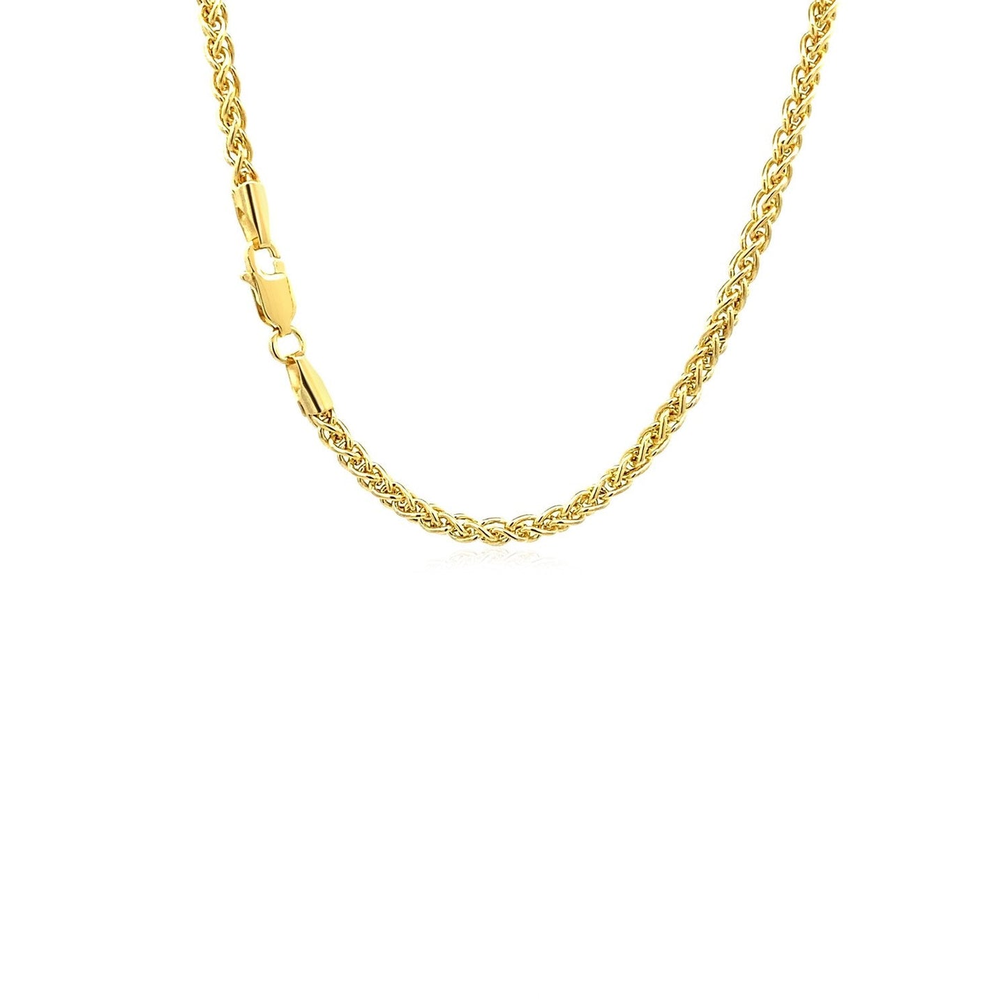 Cadena de trigo de oro amarillo de 14k y 2,8 mm de peso ligero