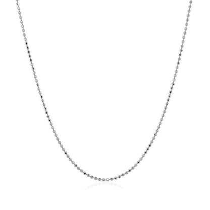 Cadena de cuentas de oro blanco de 14k con corte de diamante de 1.0mm