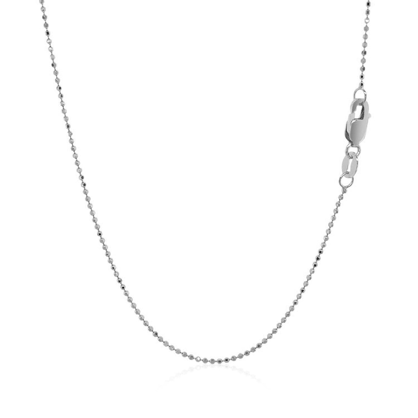 Cadena de cuentas de oro blanco de 14k con corte de diamante de 1.0mm