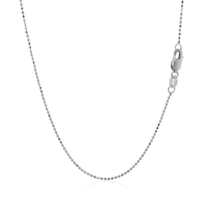 Cadena de cuentas de oro blanco de 14k con corte de diamante de 1.0mm