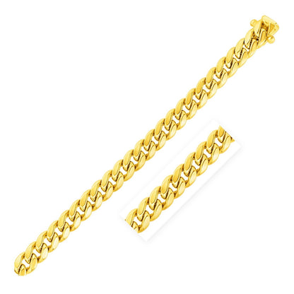 Pulsera Cubana Miami Semisólida de Oro Amarillo de 10k (9.10 mm)