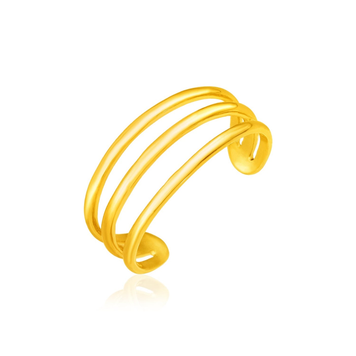 Anillo de dedo de pie de tres barras de oro amarillo de 14k