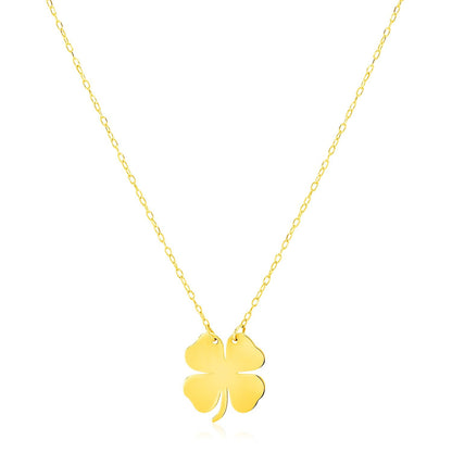 Collar de trébol de cuatro hojas de oro amarillo de 14 quilates