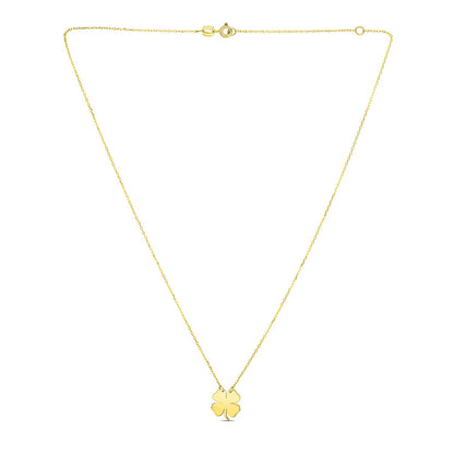 Collar de trébol de cuatro hojas de oro amarillo de 14 quilates