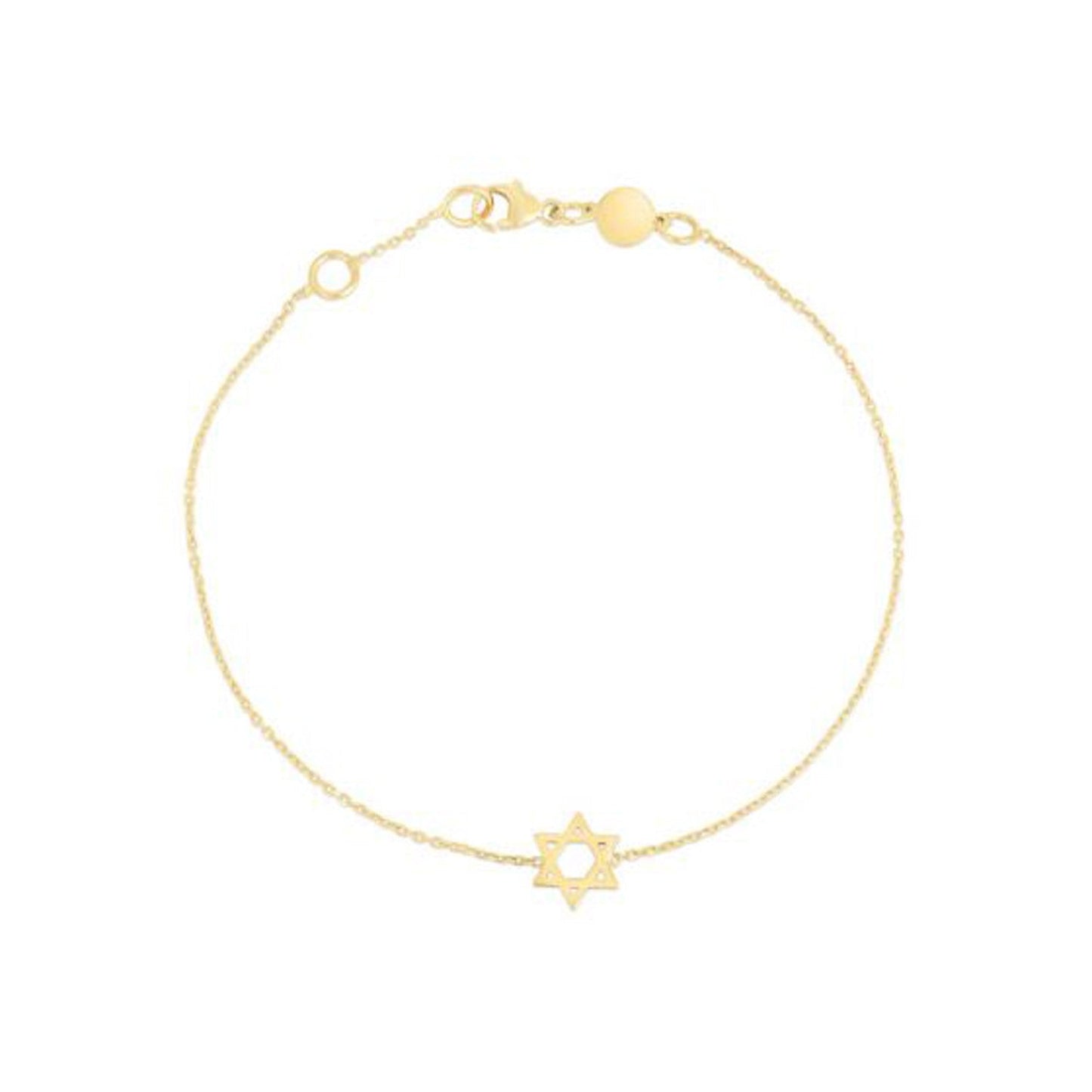 Pulsera de Oro Amarillo de 14k con Estrella de David