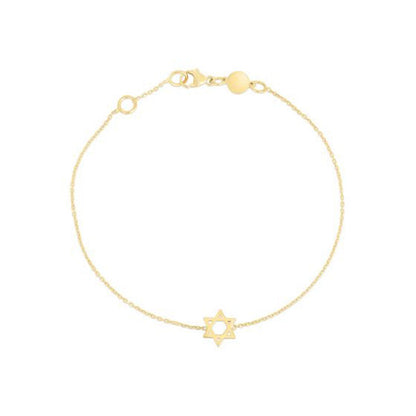 Pulsera de Oro Amarillo de 14k con Estrella de David