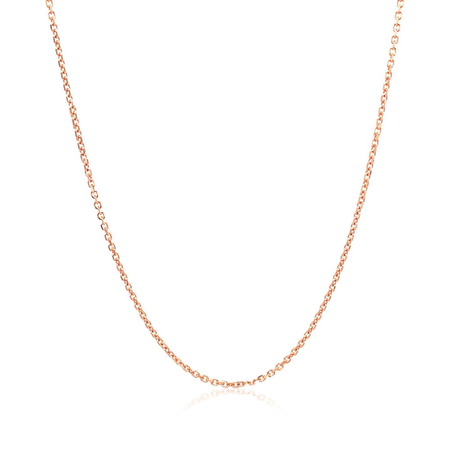 Cadena de eslabones tipo cable de 1,1 mm, oro rosa de 14k, corte diamante