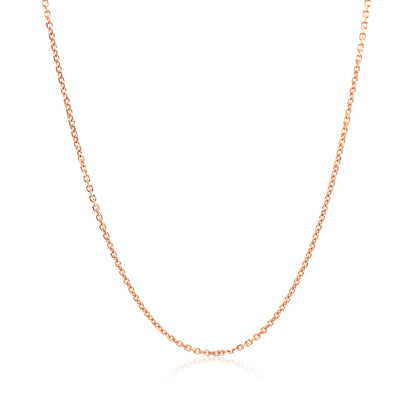 Cadena de eslabones tipo cable de 1,1 mm, oro rosa de 14k, corte diamante