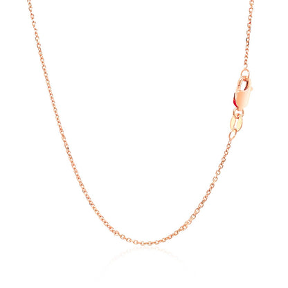 Cadena de eslabones tipo cable de 1,1 mm, oro rosa de 14k, corte diamante