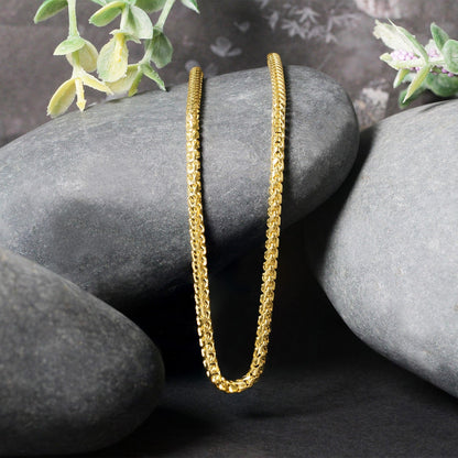 Cadena Franco redonda de oro macizo de 14k con corte de diamante de 2.7mm