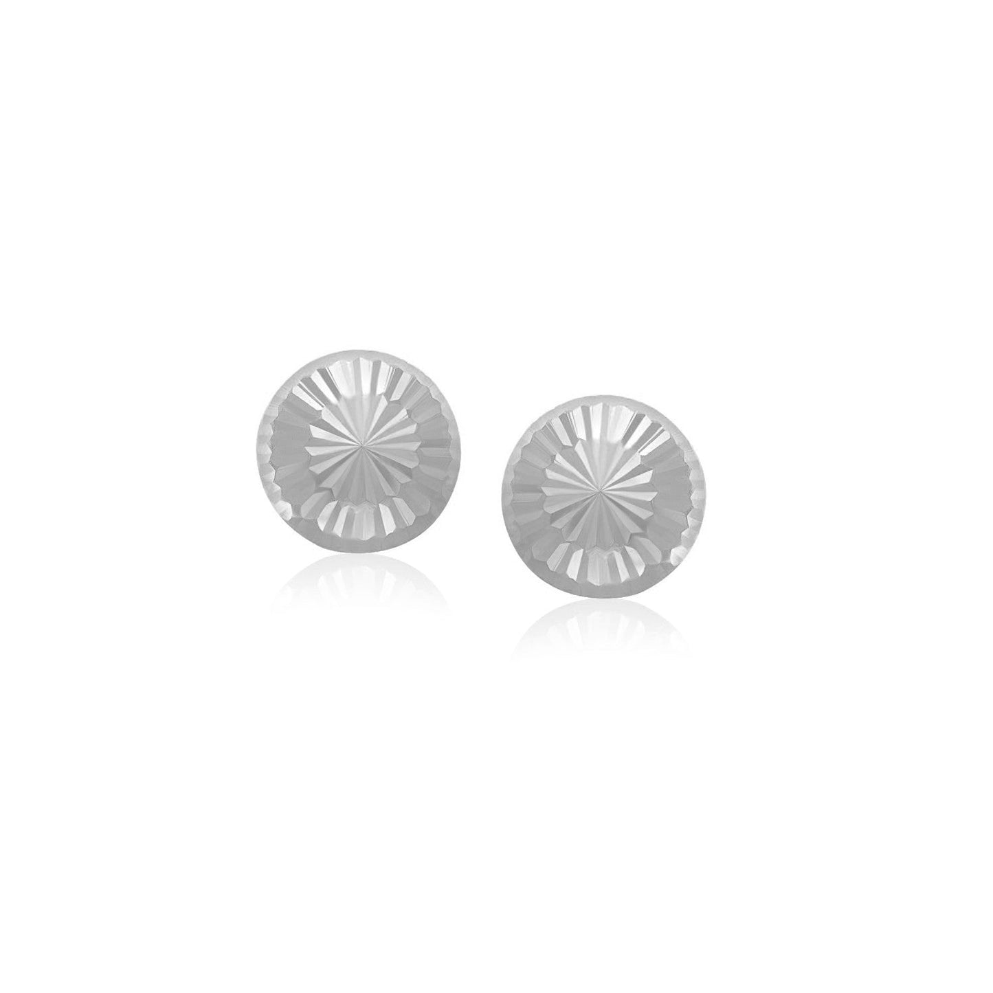 Pendientes de tuerca de oro blanco de 14 quilates, estilo plano con textura