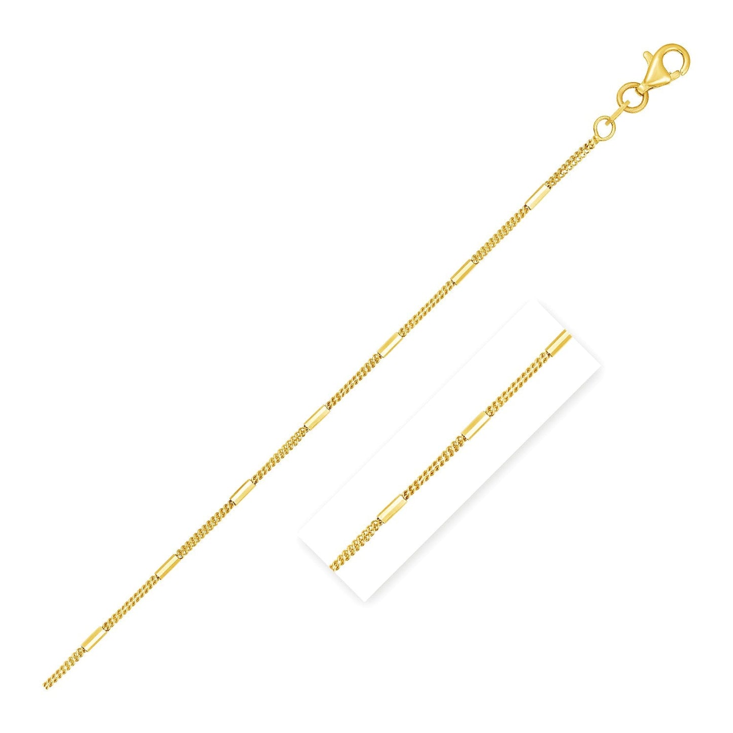 Cadena con colgante de eslabones de barra tallados a diamante en oro amarillo de 14k (1,3 mm)