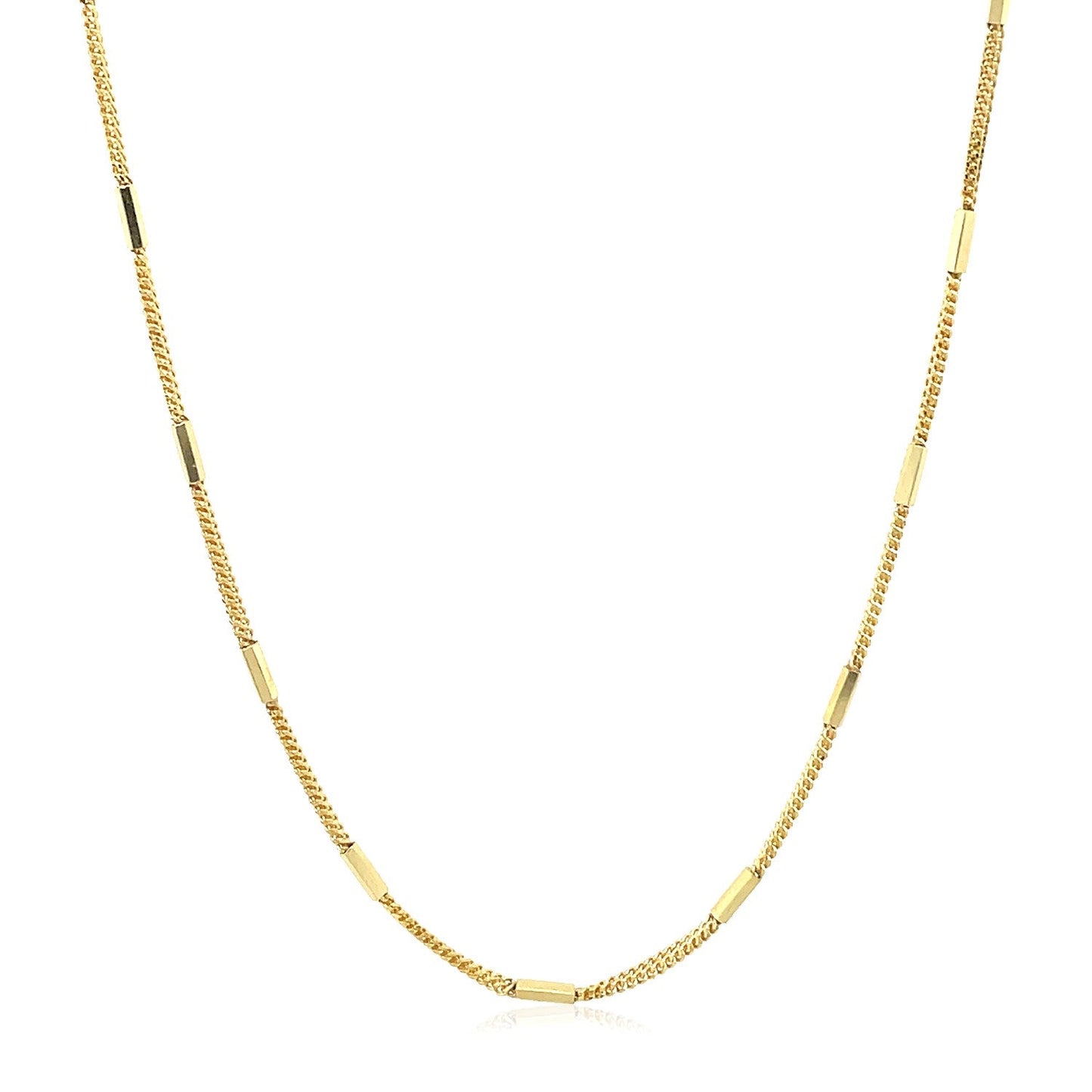 Cadena con colgante de eslabones de barra tallados a diamante en oro amarillo de 14k (1,3 mm)