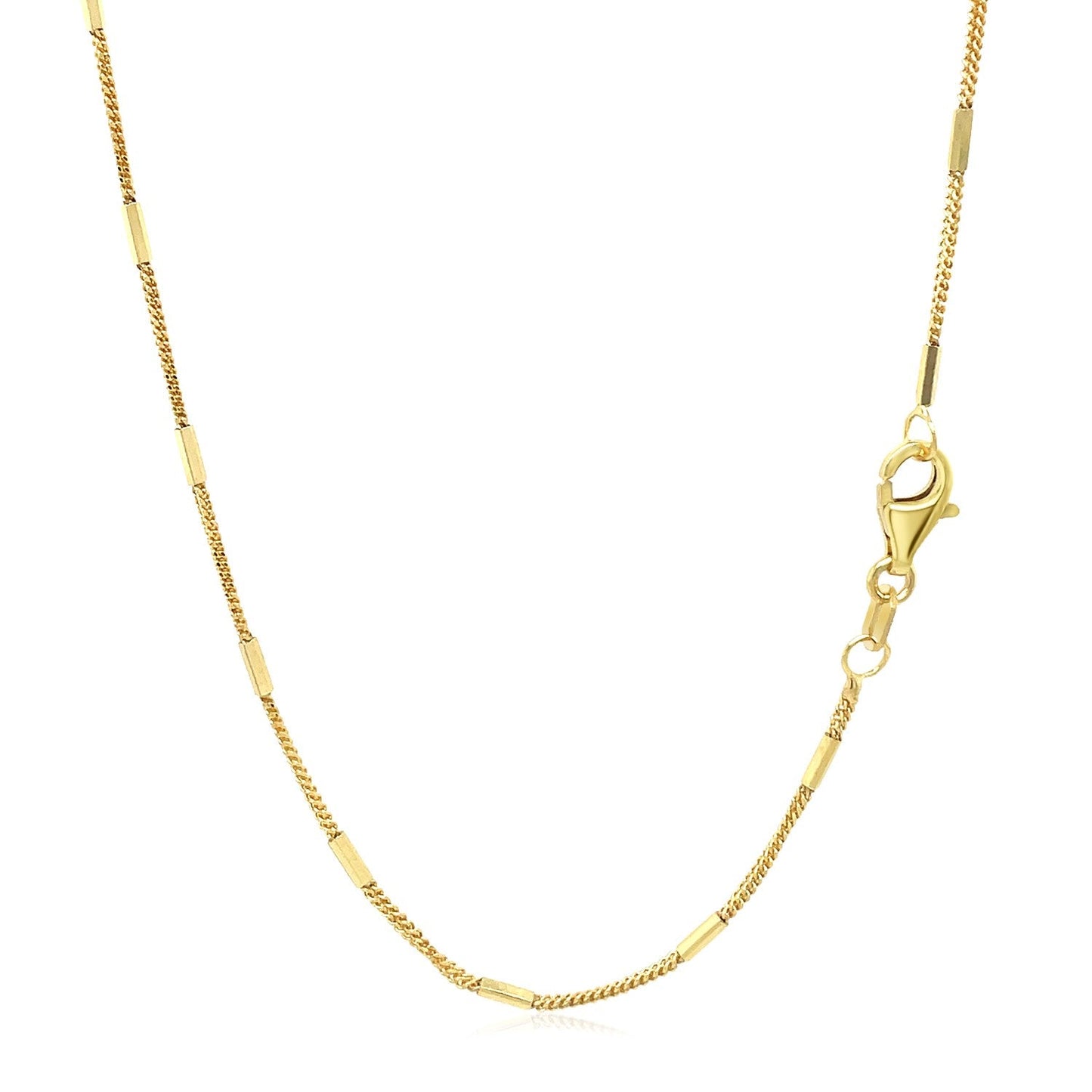 Cadena con colgante de eslabones de barra tallados a diamante en oro amarillo de 14k (1,3 mm)
