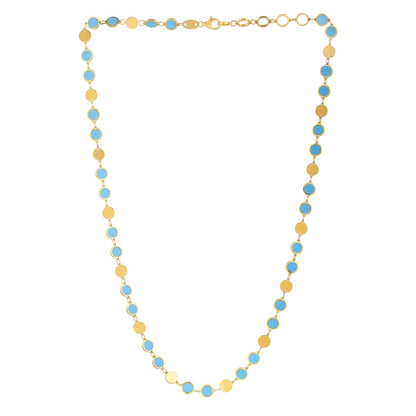 Collar de cadena con gema de espejo geométrico de turquesa en oro amarillo de 14k (5.00 mm)