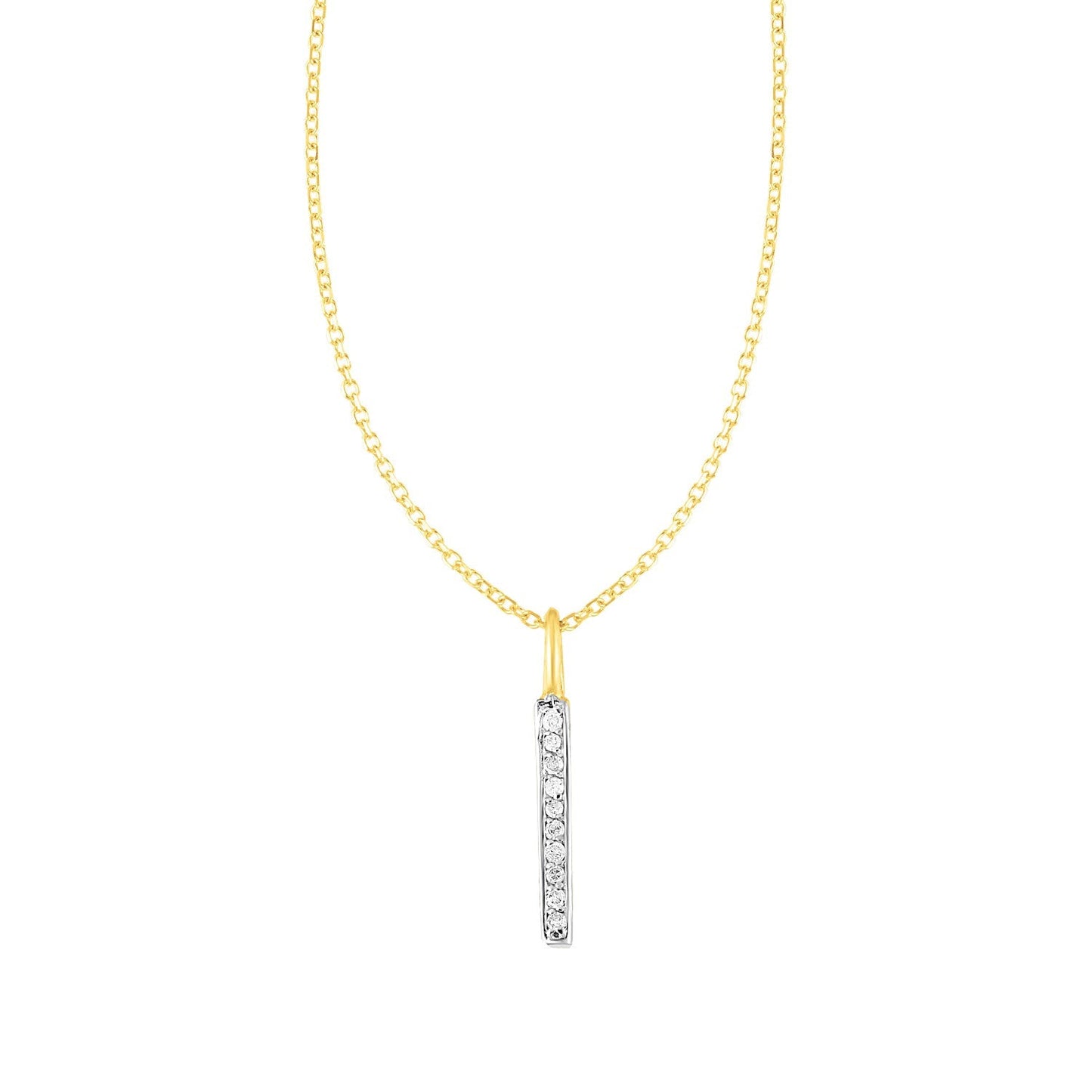 Colgante de barra de oro amarillo de 14k con diamantes
