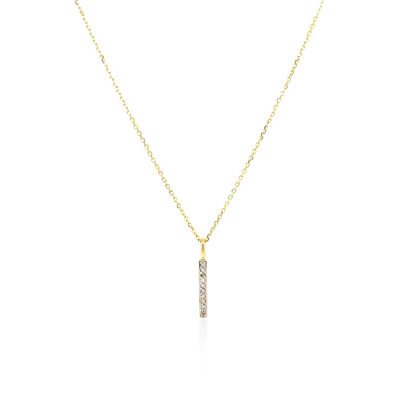 Colgante de barra de oro amarillo de 14k con diamantes