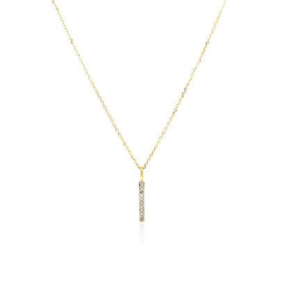 Colgante de barra de oro amarillo de 14k con diamantes