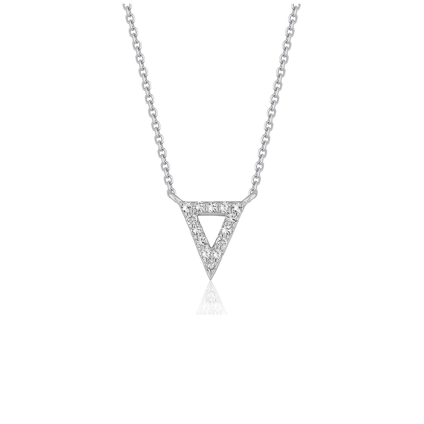 Colgante de oro blanco de 14k con diamante en triángulo invertido