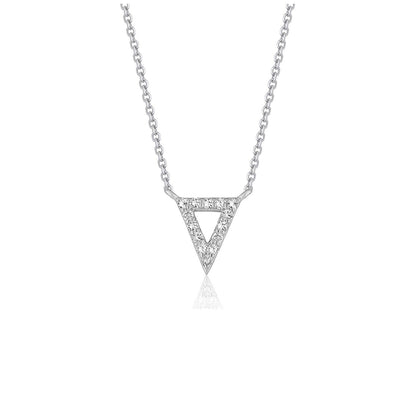 Colgante de oro blanco de 14k con diamante en triángulo invertido