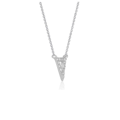 Colgante de oro blanco de 14k con diamante en triángulo invertido