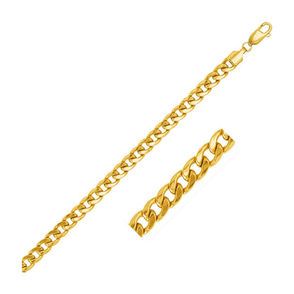 Cadena semicompuesta Miami Cuban de oro amarillo de 14k y 5,5 mm
