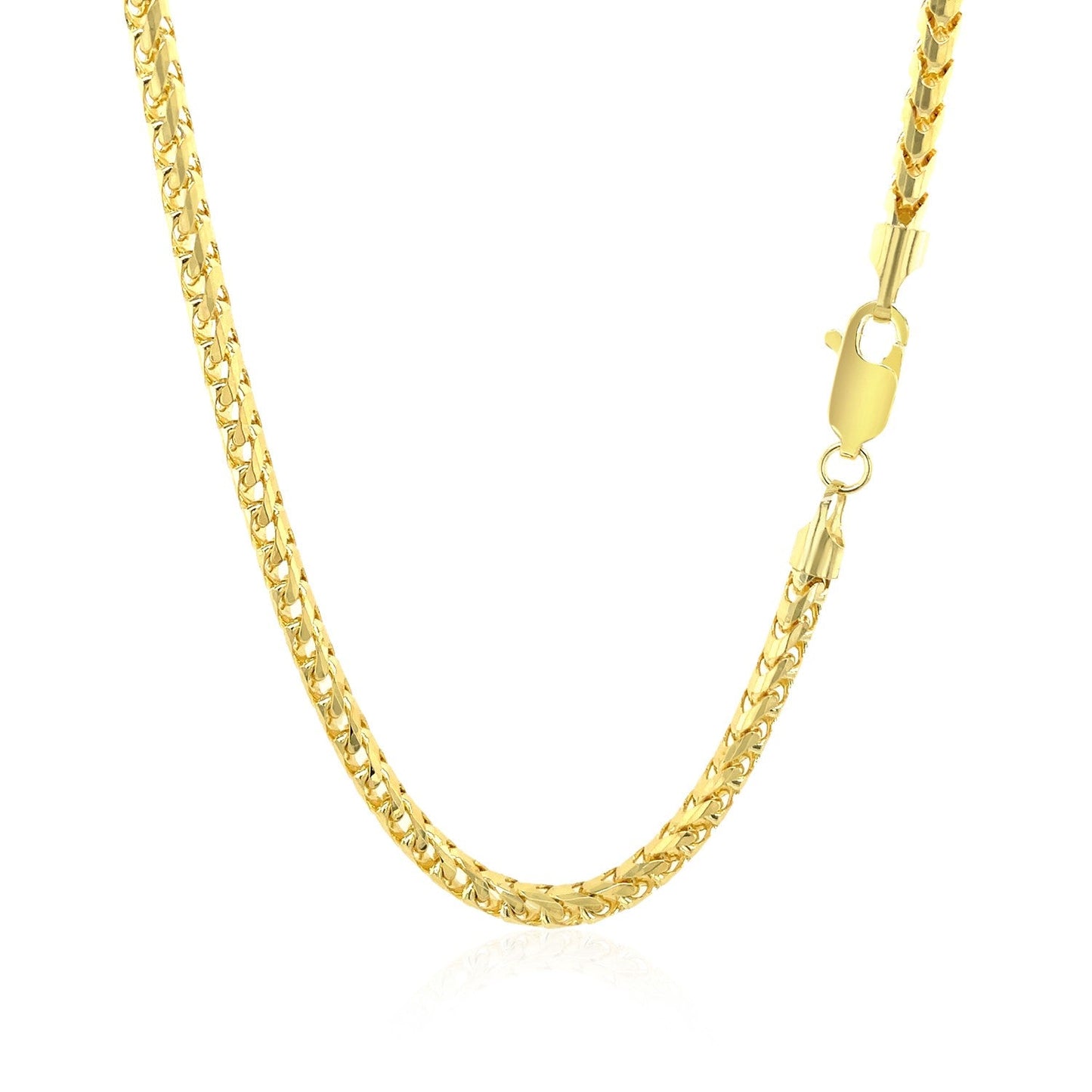 Cadena Franco redonda de oro amarillo macizo de 14k de 3.1mm con corte de diamante