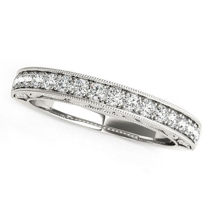 Anillo de boda antiguo de oro blanco de 14k con diamante engastado en garra (1/3 cttw)