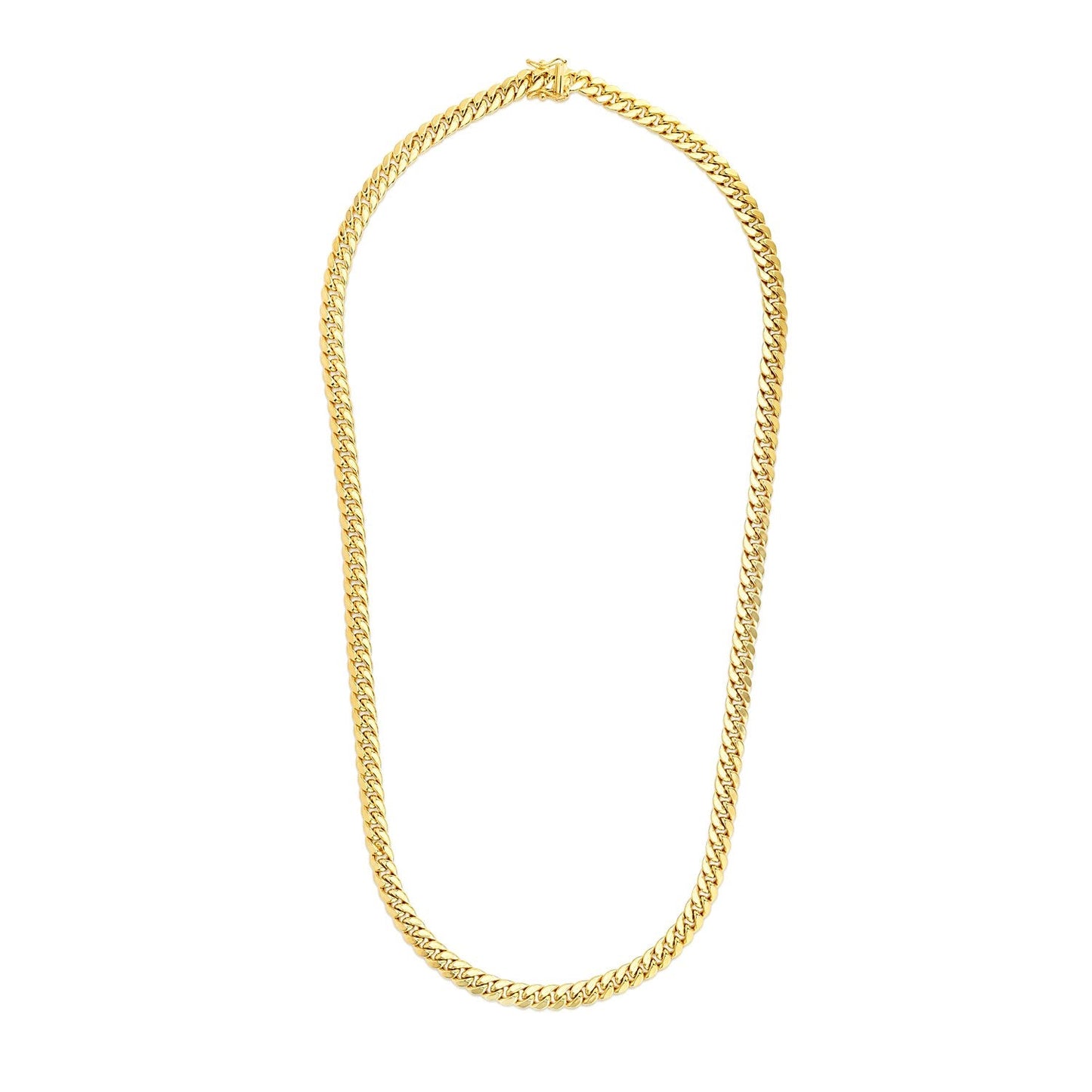 Cadena Cubana Miami Semisólida de Oro Amarillo de 14k y 6.9mm