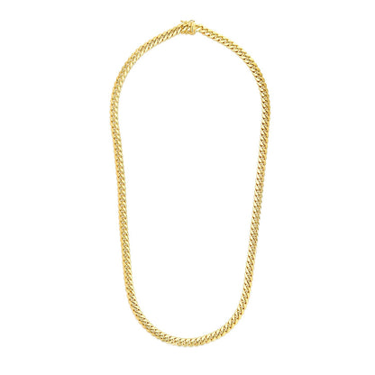 Cadena Cubana Miami Semisólida de Oro Amarillo de 14k y 6.9mm