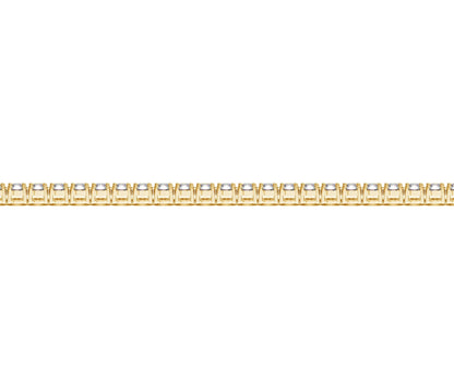 Pulsera de tenis de oro amarillo de 14k con diamantes redondos cultivados en laboratorio (3 ct. pt. F/G VS2/SI1)