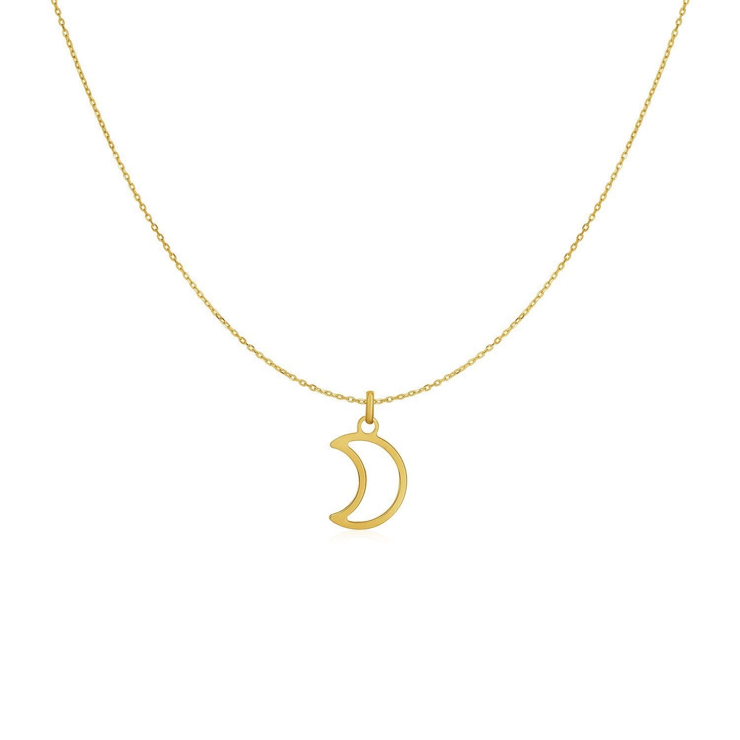 Collar de oro amarillo de 14k con luna