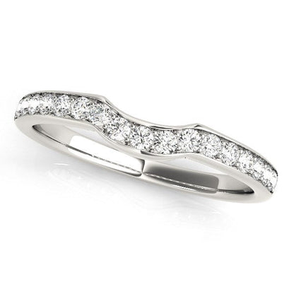 Anillo de boda de diamantes curvo de oro blanco de 14k (1/4 quilates en total)