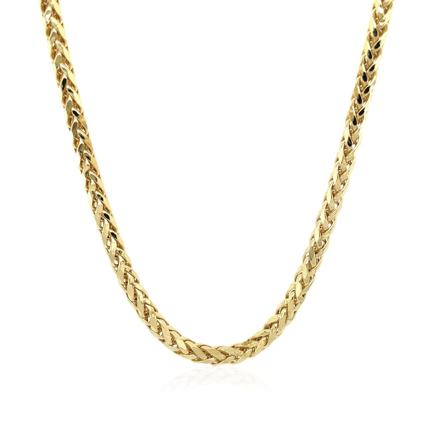 Cadena Franco redonda de oro amarillo de 14k con corte de diamante de 3,15mm