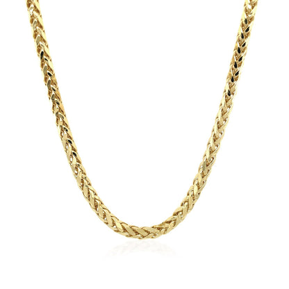 Cadena Franco redonda de oro amarillo de 14k con corte de diamante de 3,15mm