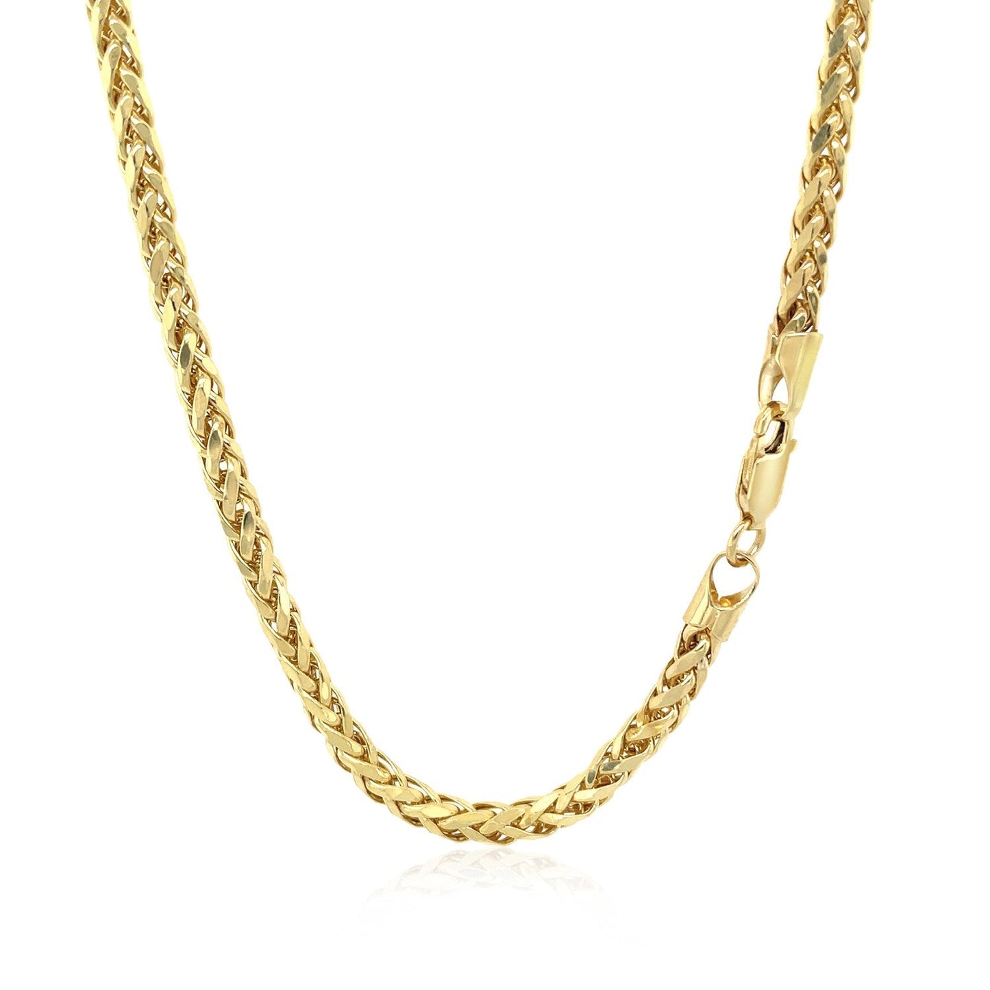 Cadena Franco redonda de oro amarillo de 14k con corte de diamante de 3,15mm