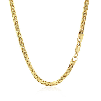 Cadena Franco redonda de oro amarillo de 14k con corte de diamante de 3,15mm