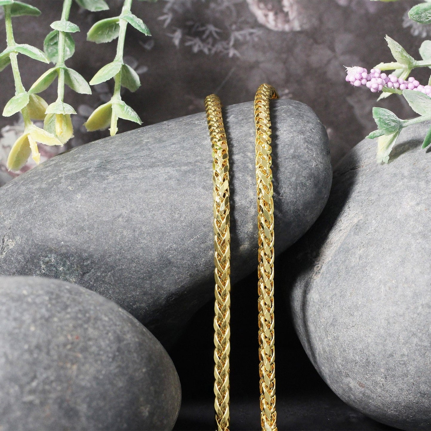 Cadena Franco redonda de oro amarillo de 14k con corte de diamante de 3,15mm