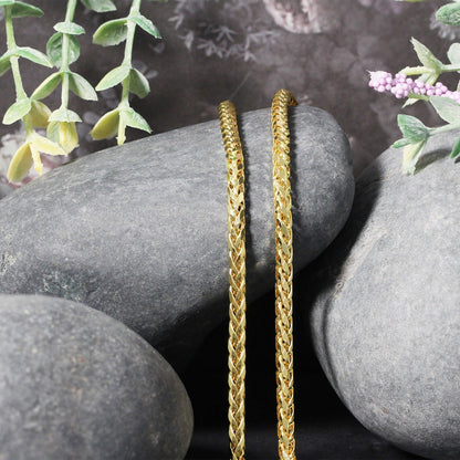 Cadena Franco redonda de oro amarillo de 14k con corte de diamante de 3,15mm