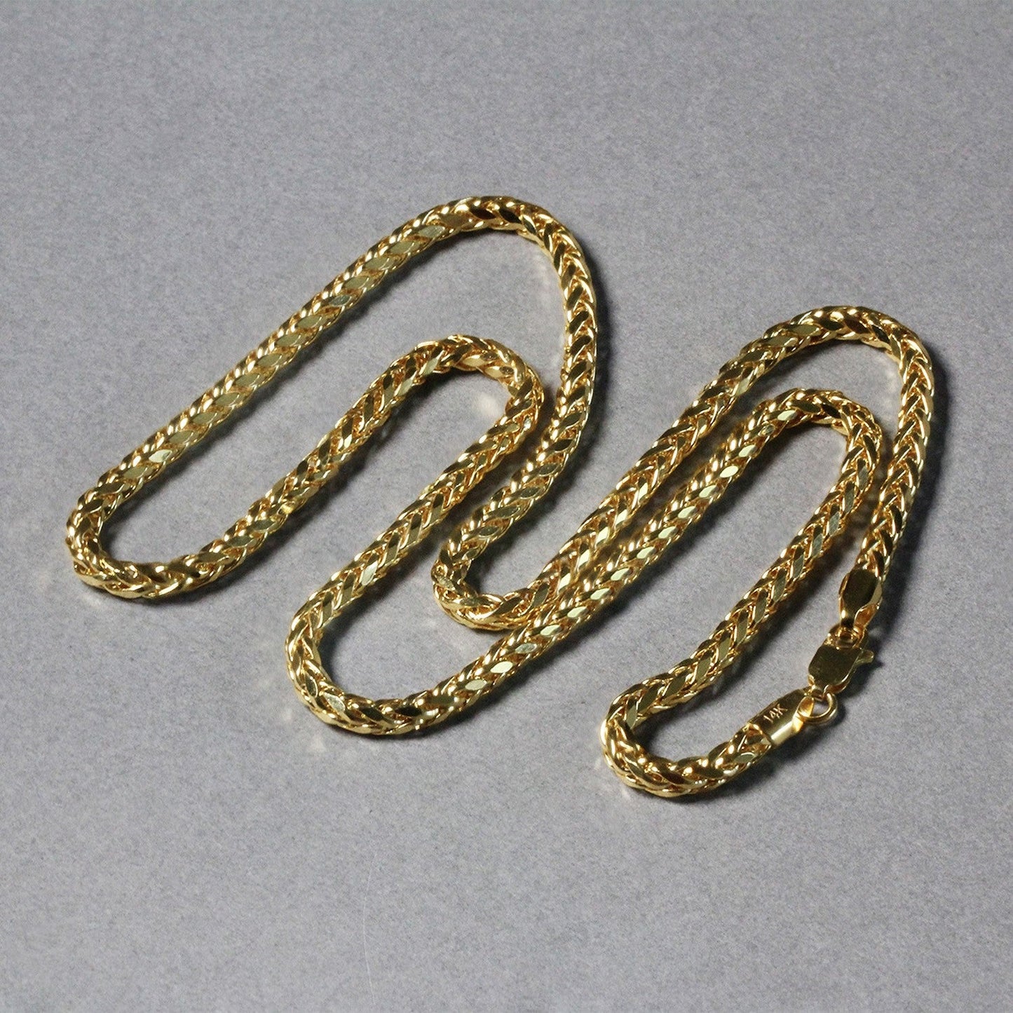Cadena Franco redonda de oro amarillo de 14k con corte de diamante de 3,15mm