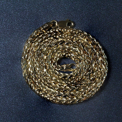 Cadena Franco redonda de oro amarillo de 14k con corte de diamante de 3,15mm