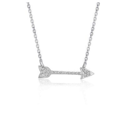Colgante con flecha y diamante en oro blanco de 14k (1/10 cttw)